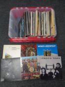 A crate of LP's including Wings, The Beatles, Status Quo,