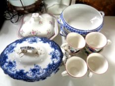 A tray containing antique tureens by Losol ware and Wedgwood together with a set of six Churchill