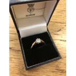 An 18ct yellow gold brilliant cut solitaire diamond ring, approximately 0.5ct, ring size O, 3.1g.