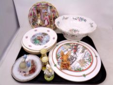 A tray containing assorted ceramics to include Royal Doulton and Royal Albert cabinet plates,