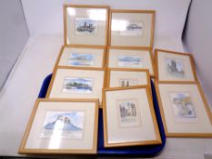 A box containing ten watercolour studies : scenes of Newcastle and Northumberland castles