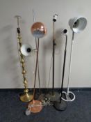 Six 20th and 21st century floor lamps (continental wiring)