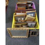 Two crates containing a large quantity of assorted picture frames, photo frames, gilt framed mirror,