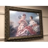 An Italian Classical Study with Maiden and Two Cherubs, contemporary reproduction in colours,