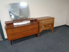 A mid 20th century teak two-tone dressing table together with a further two drawer chest