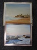 An oil on canvas Seaton Sluice harbour in the winter, initialled GTF,