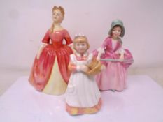 Three Royal Doulton figures, Debbie (HN2400) Bo-peep and morning helper,