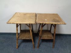 A pair of early 20th century bamboo occasional tables