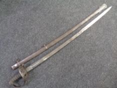 A Victorian 1827 pattern rifle officer's sword in scabbard