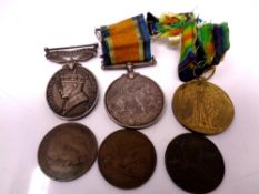 A pair of WWI medals comprising War and Victory medals (ribbons perished) named to 201103 Pte W