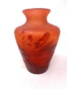 A French Galle embossed vase. Height 9.