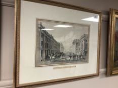 After John Wilson Carmichael : Grey Street, Newcastle on Tyne, lithograph, 25 cm x 36 cm, framed.