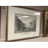 After John Wilson Carmichael : Grey Street, Newcastle on Tyne, lithograph, 25 cm x 36 cm, framed.