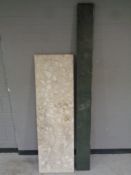 A marble fireplace mantel together with a marble hearth