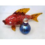 A Venetian glass Koi fish together with a Isle of White paperweight