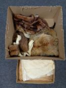 A mink fur cape together with assorted fox fur and mink stoles.