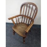 A child's elm Windsor armchair