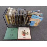 Two 20th century record stands together with a large quantity of vinyl LPs to include easy