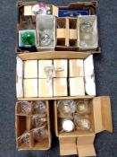Two boxes containing a large quantity of glassware to include wine glasses, goblets,