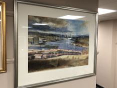 Ben Haslam : The Stella Power Stations, Newcastle upon Tyne, watercolour, signed, dated 1990,