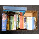 A box containing nineteen assorted W E Johns books to include Biggles, Junior detection club,