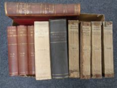 A box containing antiquarian and later volumes to include Noels and Boyle vestiges of old Newcastle