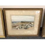 Stanley Brinton : Filey Brigg (Low Tide),watercolour, signed, dated 1933, 22 cm x 31 cm,