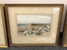 Stanley Brinton : Filey Brigg (Low Tide),watercolour, signed, dated 1933, 22 cm x 31 cm,