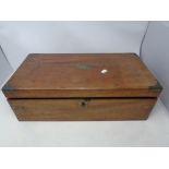 A Victorian mahogany brass bound travelling writing box