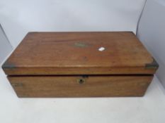 A Victorian mahogany brass bound travelling writing box