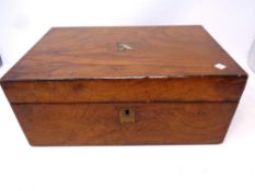 A Victorian walnut work box