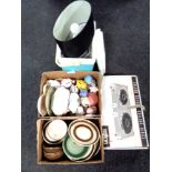 Two boxes containing miscellaneous ceramics include Denby dinner ware,