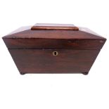 A 19th century mahogany sarcophagus tea caddy