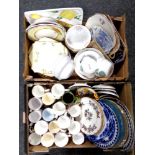 Two boxes containing antique and later ceramics to include wall and cabinet plates,