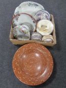 A box containing a large quantity of antique and later ceramic bowls, meat plates, dinner ware,