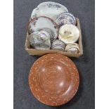 A box containing a large quantity of antique and later ceramic bowls, meat plates, dinner ware,
