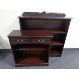 Two reproduction mahogany open bookshelves