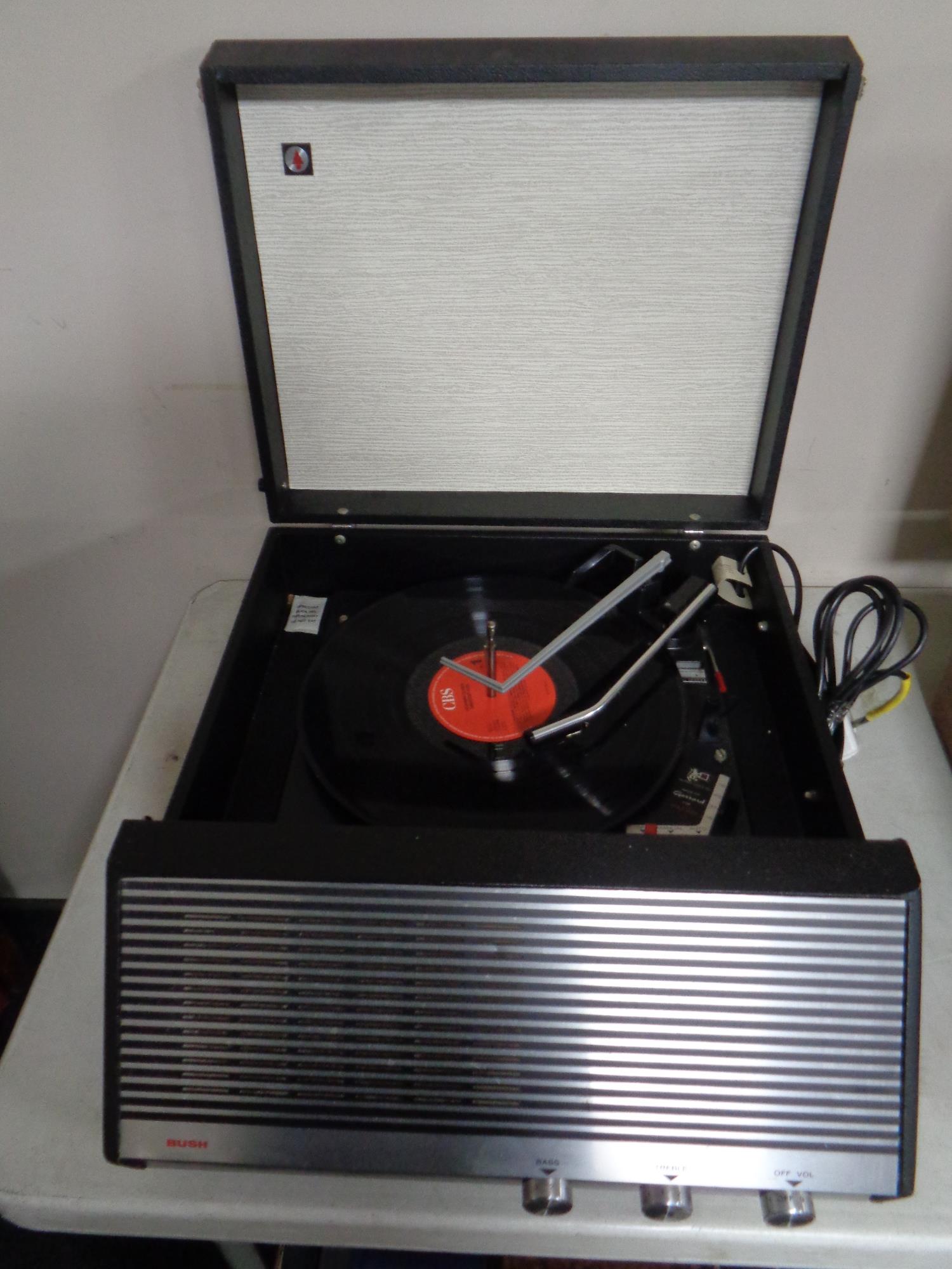 A Bush portable record player 2025TC with Garrard turntable