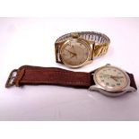 A gent's vintage gold plated Timex centre seconds wristwatch,