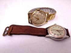 A gent's vintage gold plated Timex centre seconds wristwatch,