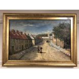 Johnson Hedley (1848-1914) : Belford Main Street, oil on canvas, signed, 39 cm x 60 cm, framed.