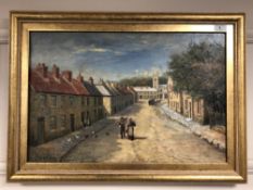 Johnson Hedley (1848-1914) : Belford Main Street, oil on canvas, signed, 39 cm x 60 cm, framed.