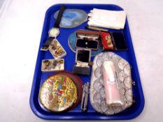 A tray containing miscellanea to include a large quantity of assorted cuff links to include rolled