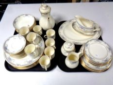 Two trays containing fifty three pieces of Royal Doulton The Romance Collection Juliet china tea