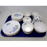 A tray containing nineteen pieces of Royal Standard Fascination bone tea china.