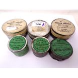 Six tins of percussion caps by F. Joyce & Co, Berdans, etc.