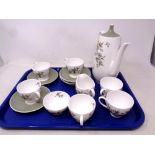 A tray containing a fifteen piece Royal Adderley Arcadia china tea service