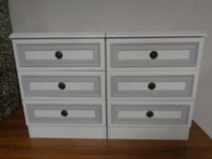 A pair of three drawer bedside chests (white).