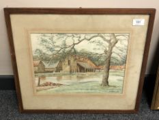 Stanley Brinton : Seaton Farm, Northumberland, watercolour, signed, dated 1947, 25 cm x 34 cm,