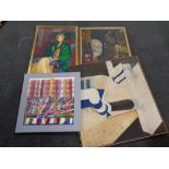 A Michel Godjevac oil on canvas of St Tropez together with three further framed oil paintings